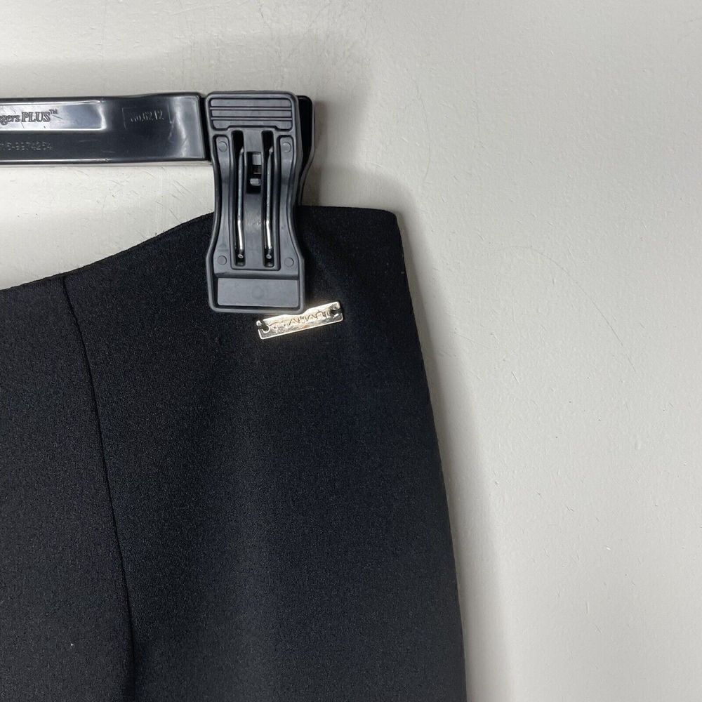 TAHARI Dress Pants Womens 8 Solid Black Flat Front Wide Straight Leg Stretch - Picture 3 of 8